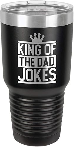 King of the Dad Bromas – Vaso de bebida de 30 oz con paja y tapa superior deslizante | Taza de viaje grabada con láser | Comparar con Yeti Rambler |