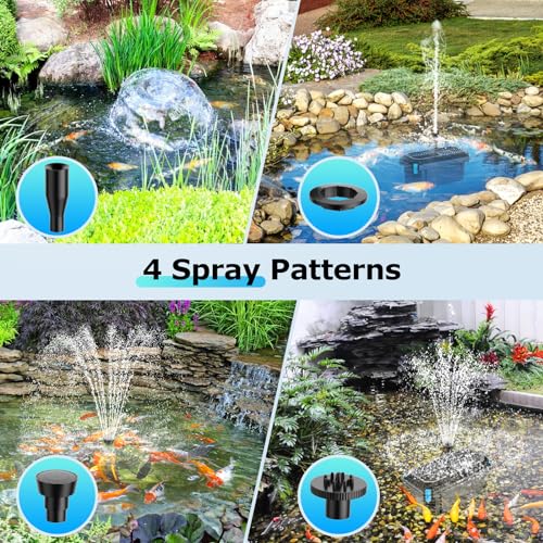 Image of POPOSOAP Solar Pond Filter with Fountain Pump, 20W Solar Powered Water Pump and Pond Filters for Outdoor Ponds Fish Tank Garden Pool Water Feature Waterfall