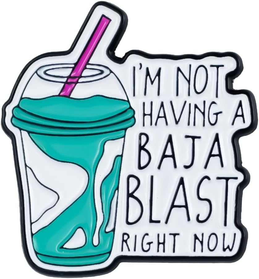 I’m Not Having A Baja Blast Right Now Iced Coffee Drink Cup Enamel Pin, Sarcastic Mental Health Pin Brooch, Funny Stress Burnout Humor Brooch Badge For Sassy Coworker Friend, Sarcastic Quote Lapel Badges, Work Burnout Humor Gift, Office Sarcasm Accessory