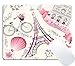 Wknoon Love Pink Paris Vintage Floral Eiffel Mouse Pad