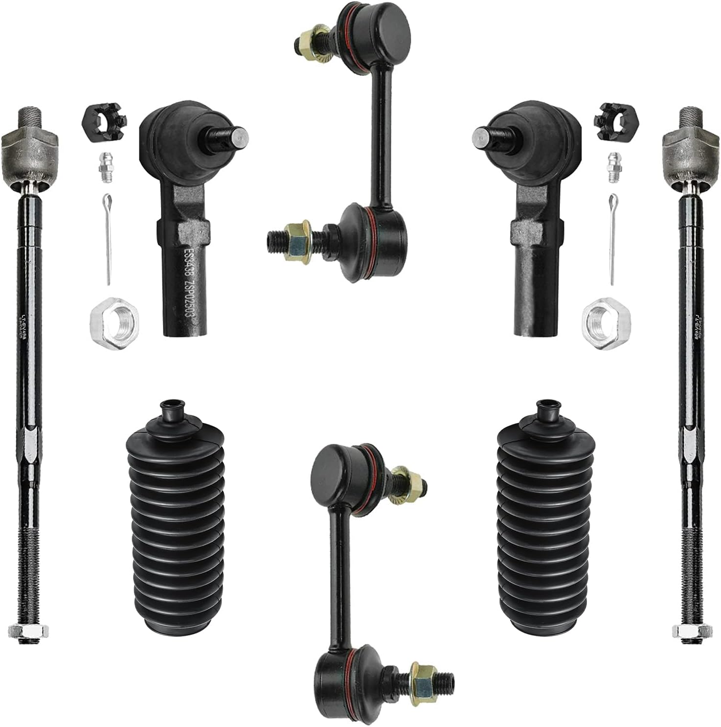 Detroit Axle - 8pc Front Suspension Kit for 2000-2003 Nissan Maxima, 2000-2001 Infiniti I30, 2002-2004 I35, 4 Inner & Outer Tie Rods 2 Sway Bar Links 2 Boots Replacement