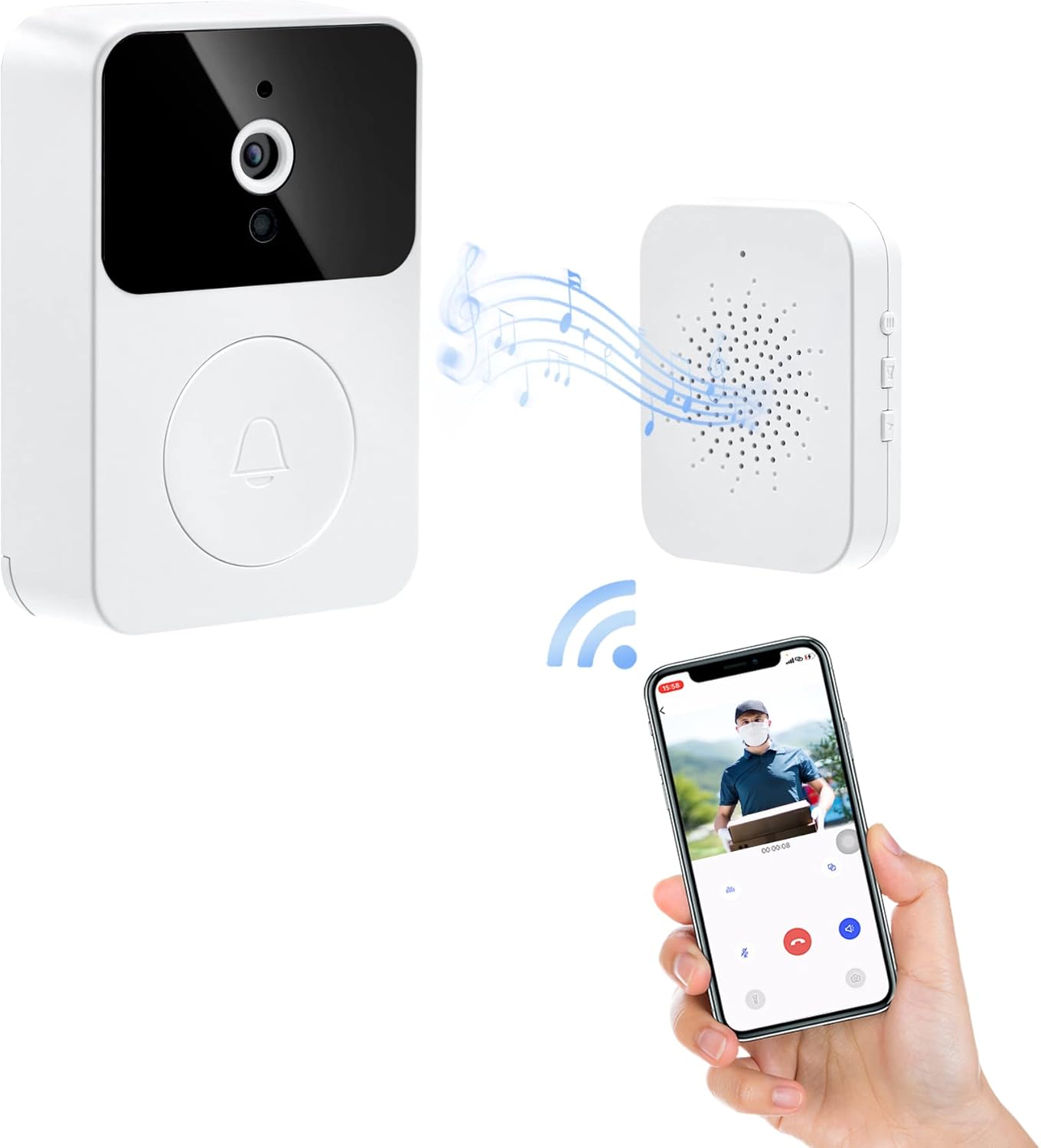 WiFi Video Türklingel Kabellos - Smart Kamera Mit Nachtsicht & Bewegungserkennung