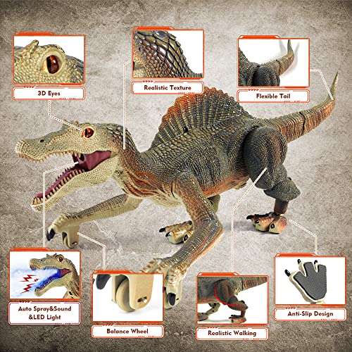 Mini Tudou Remote Control Dinosaur Toys,RC Walking Robot Dinosaur Toy with Light Chasing Remote Control,Auto Spraying and Roaring,Jurassic Spinosaurus Dino Toys for Kids Boy 4 5 7 8-12 Year Old by Mini Tudou - Image 2