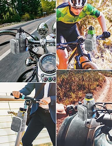 Kemimoto Motorcycle Cup Holder, 32Oz Motorcycle Drink Holder With 0.6"-1.5" Alligator Clamp, Atv Cup Holder With Front Pocket For Motorcycle, Atv/Utv, Scooter, Boat, Kayak, Bike, Walker, Grey #TOP5