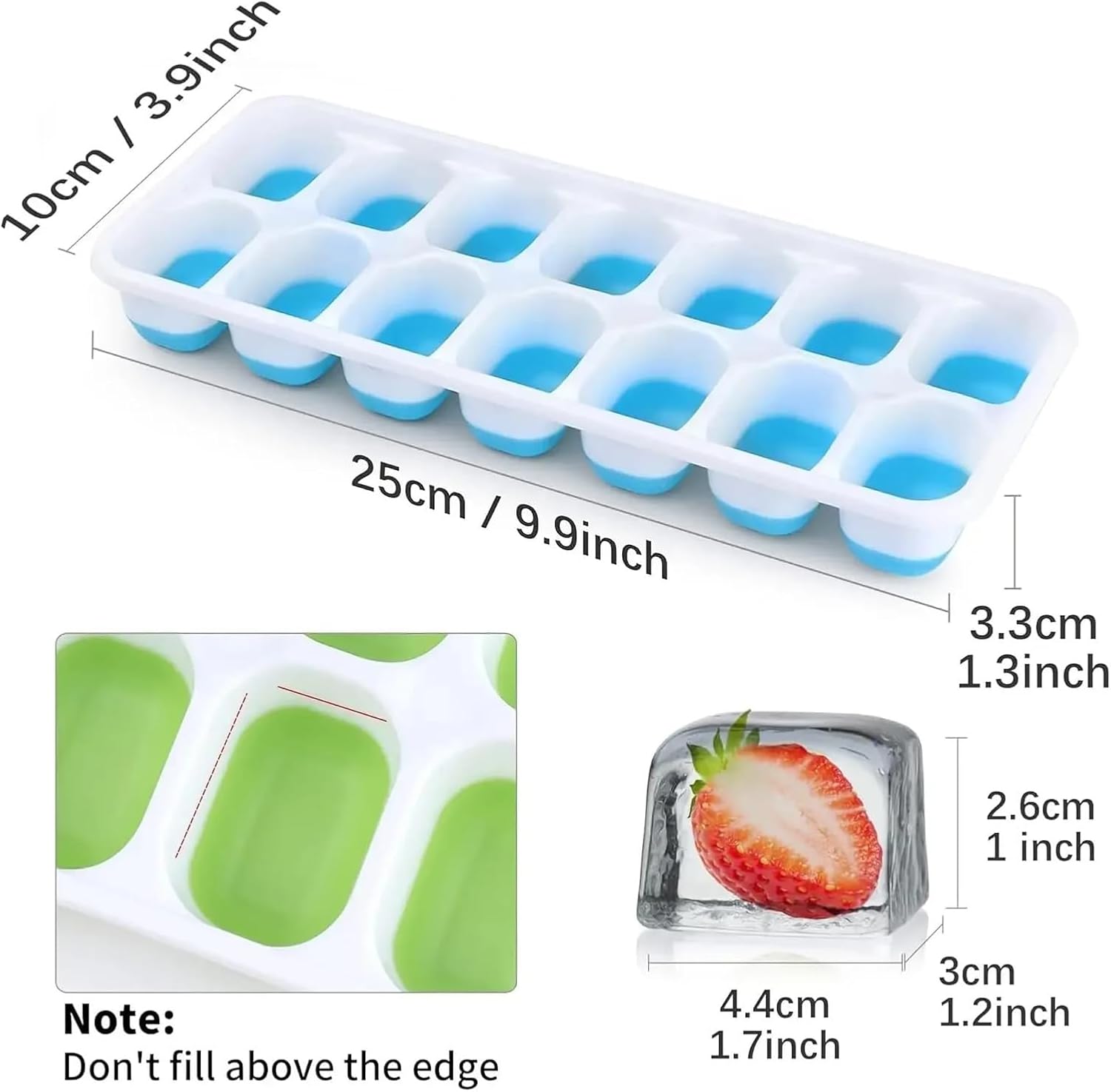 14 Grille Ice Cube Tray Silicone Mold Reusable Maker Super Easy To Loosen Whisky 1/4 Piece(1pcs A)