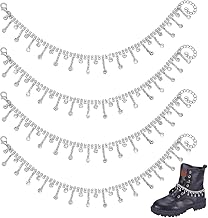 PH PandaHall 4pcs Rhinestone Shoe Chains Jewelry Shoe Charms Chains Glitter Boot Strap Chain Tassel Bling Shoe Chain Alloy Shoe Accessory Decoration for Women Decor Bag Clothes Crafts, Platinum