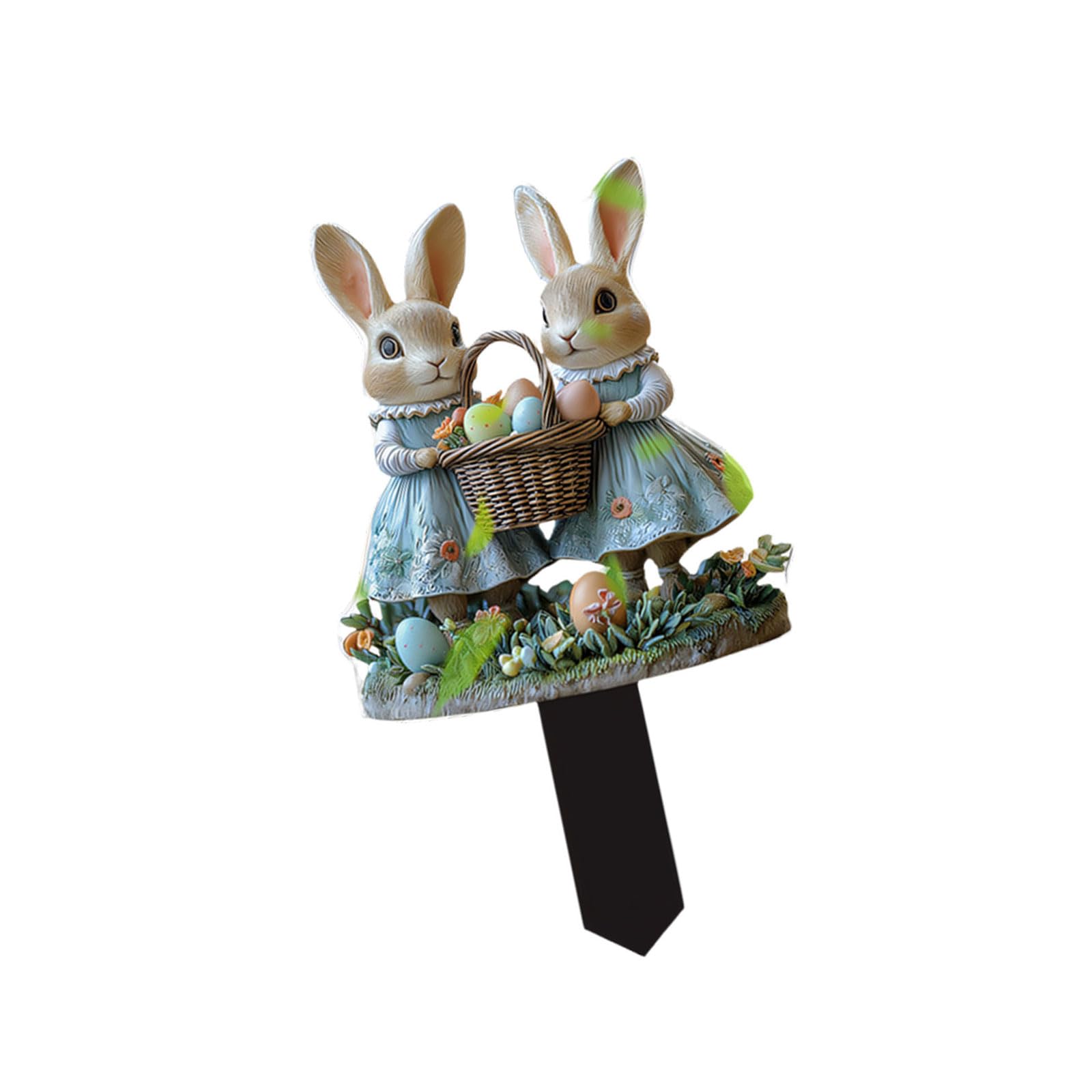 alloneslife 2D Easter Rabbits Figure Sign Acrylic Garden Stake Decoration for Outdoor Party and Holiday Festivities Acrylic Easter Yard Decoration