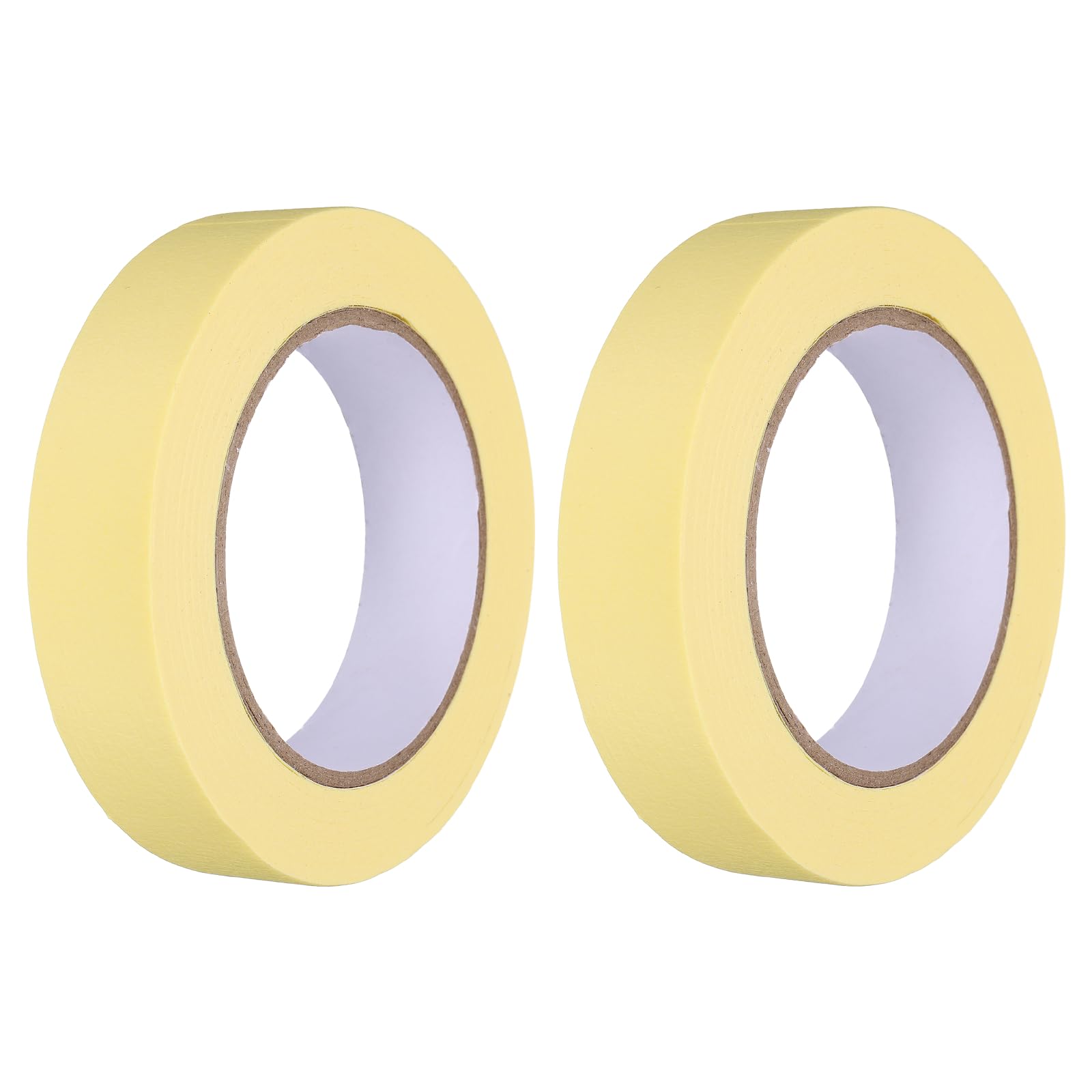 sourcing map 2pcs 25mm x 50 m Colored Masking Tape Universal Crepe Paper Colorful Masking Painter Tape for Art Drawing DIY Handcraft Labeling Sealing, Yellow