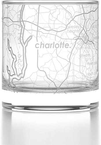 Miniatura 34 de Well Told Vaso de whisky grabado con mapa de Charleston, Carolina del Sur, vaso de rocas estilo antiguo (11 oz, transparente), vaso de whisky