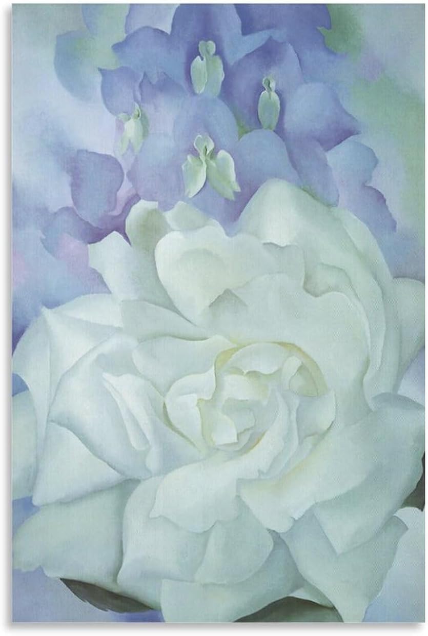 Orjdjz Wxkbl Georgia O'Keeffe Canvas Wall Art Georgia O'Keeffe《White Rose》Poster and Prints Aesthetic Painting for Home Decor Picture 40x60cm Frameless