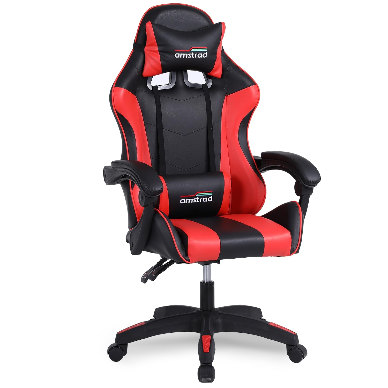 Amstrad AMS-​800-​RED Fauteuil/​Chaise de Bureau Gamer Coloris Noir & Rouge - Coussin Lombaire