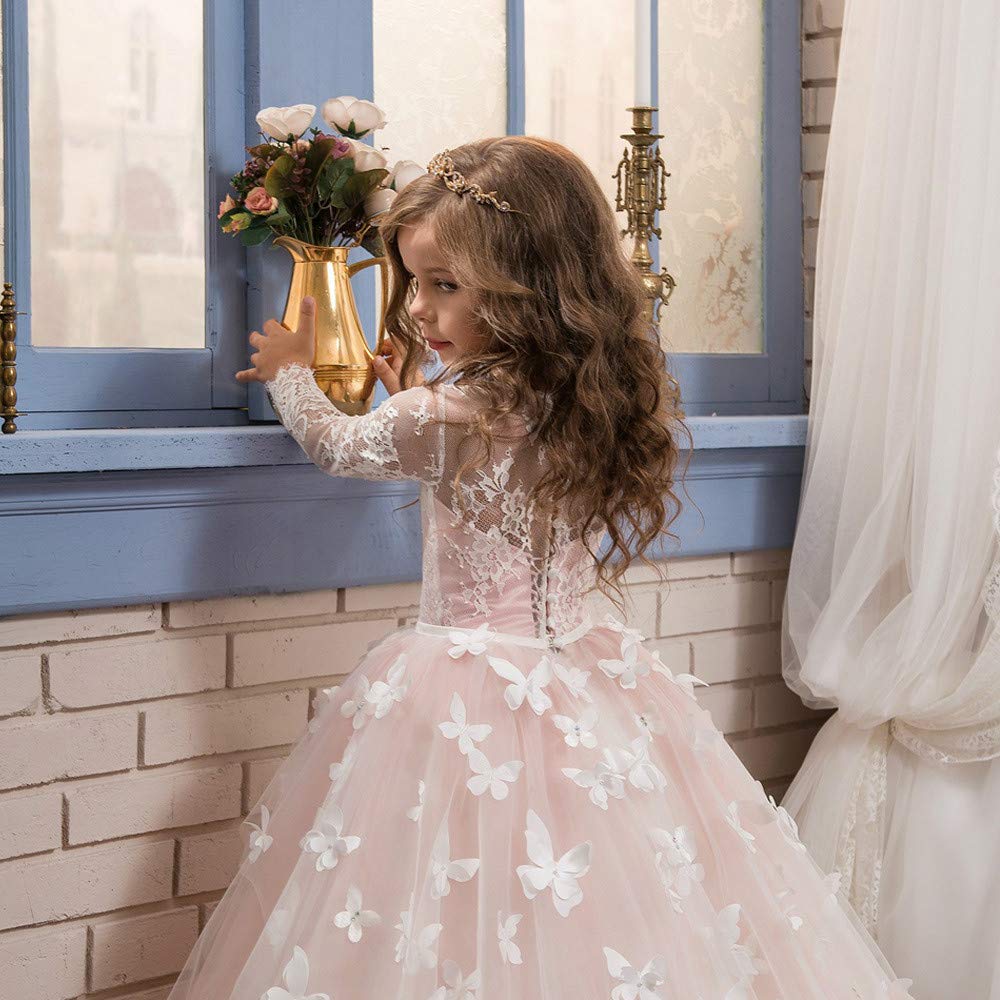 Girls' Long Lace Prom Dress – Kids Princess Ball Gown For Weddings, Parties (Sleeveless, Sizes 4-14Y)