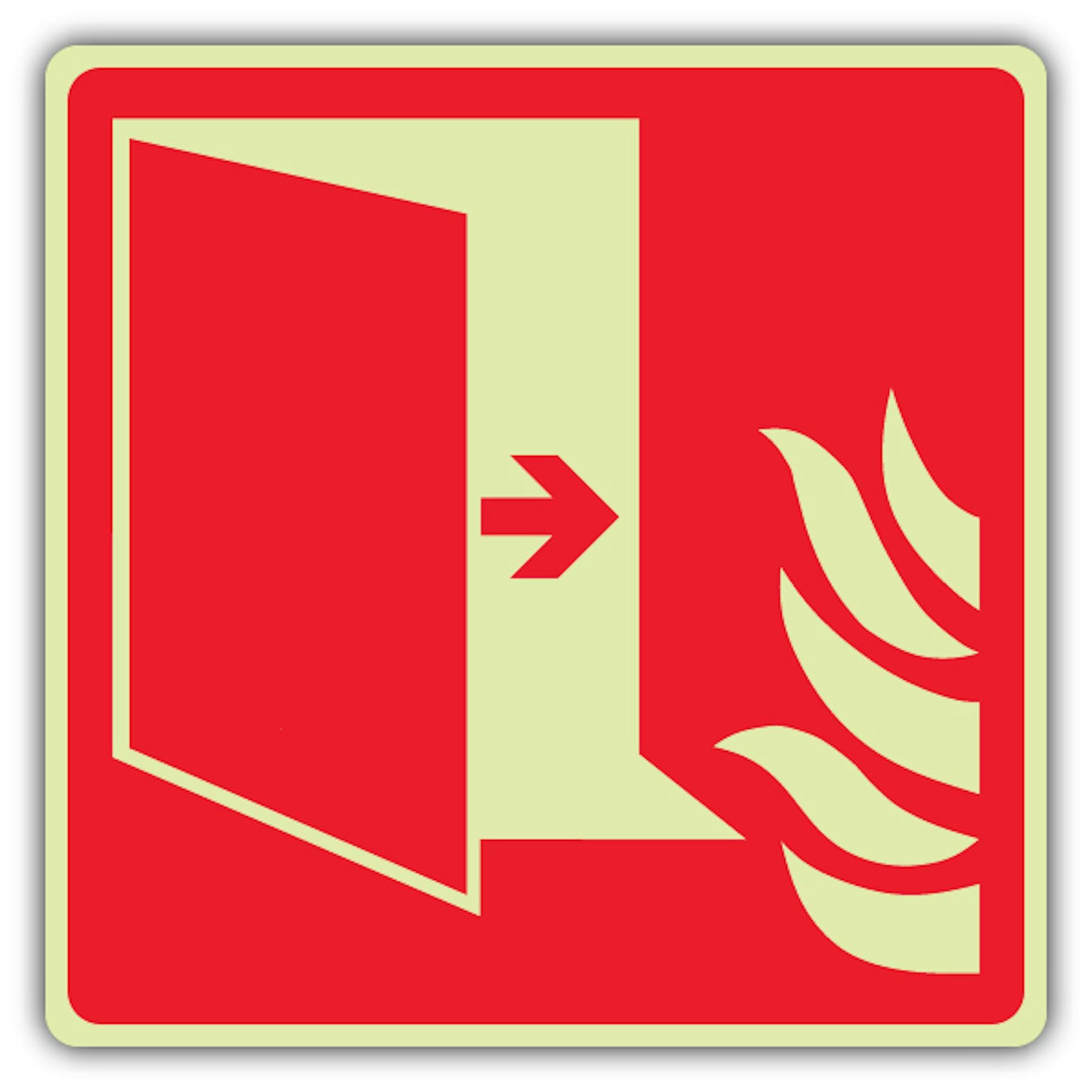 V Safety - Señal de protección contra incendios que brilla en la oscuridad, formato de símbolo, 450 x 450 mm, vinilo autoadhesivo de triple brillo, señalización de seguridad contra incendios