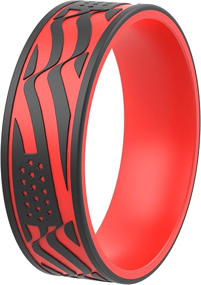 ThunderFit Silicone Wedding Ring Unisex, Laser Printed Design, 2mm Thick in 6MM & 9MM Width