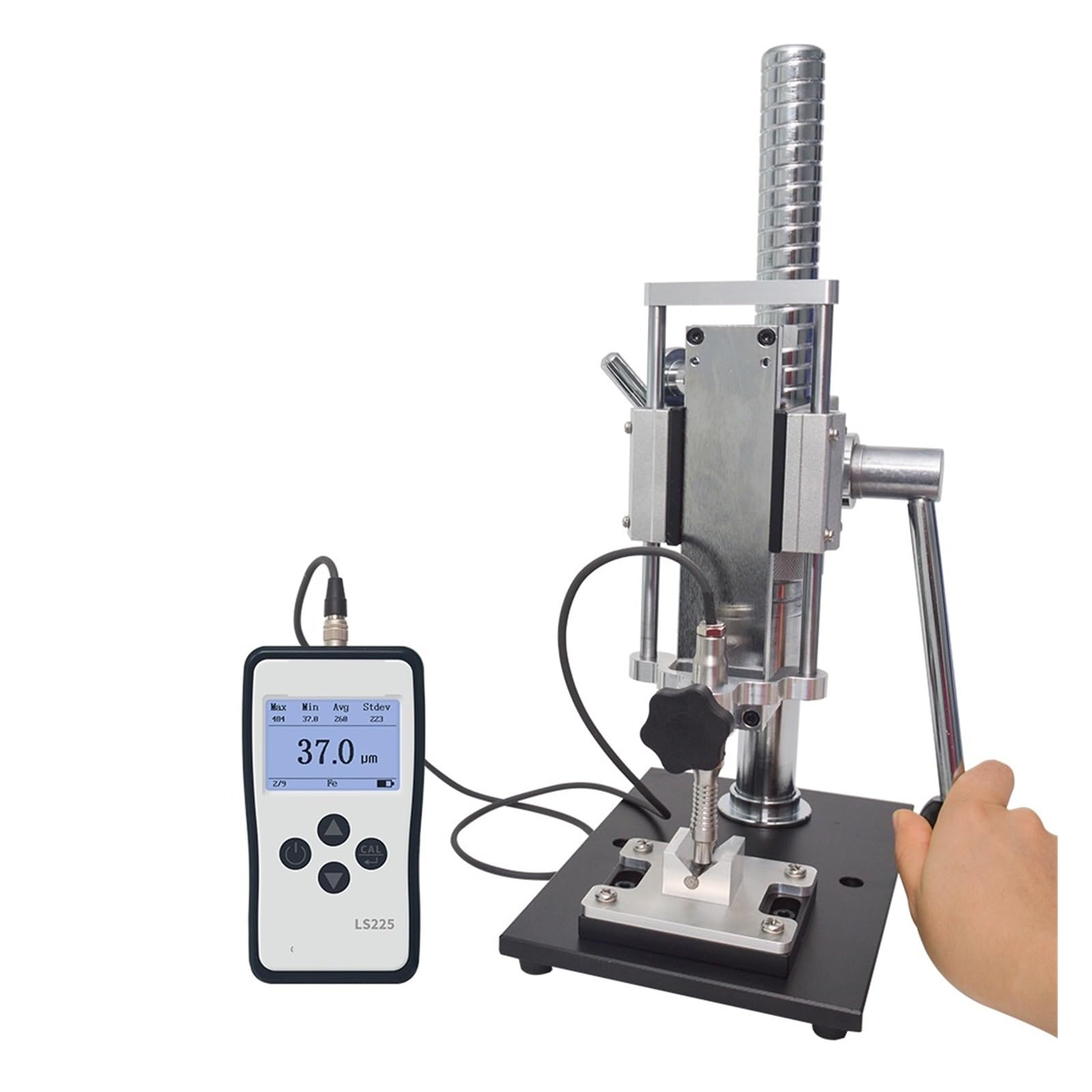 Medidor de espesor de pintura, Medidor de pintura probador espesor chapado for tornillos recubrimiento pernos capa revestida galvanizada LS225 + F500(With test fixture)