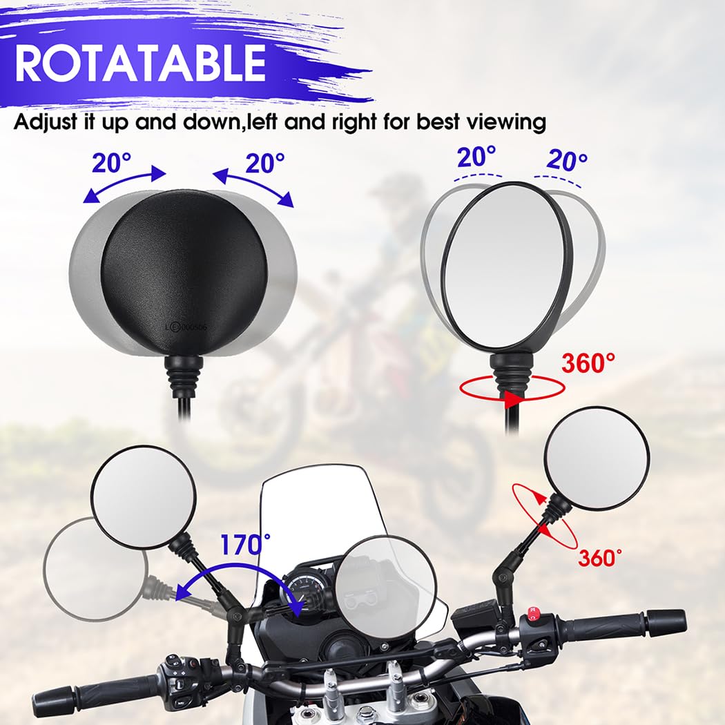 YIXUND Set di specchietti universali per moto,2 morsetti per manubrio da 22 mm,M10 (7/8''),2 filettatura destra M10,2 filettatura destra M8,1 filettatura sinistra M10,1 filettatura sinistra M8,per