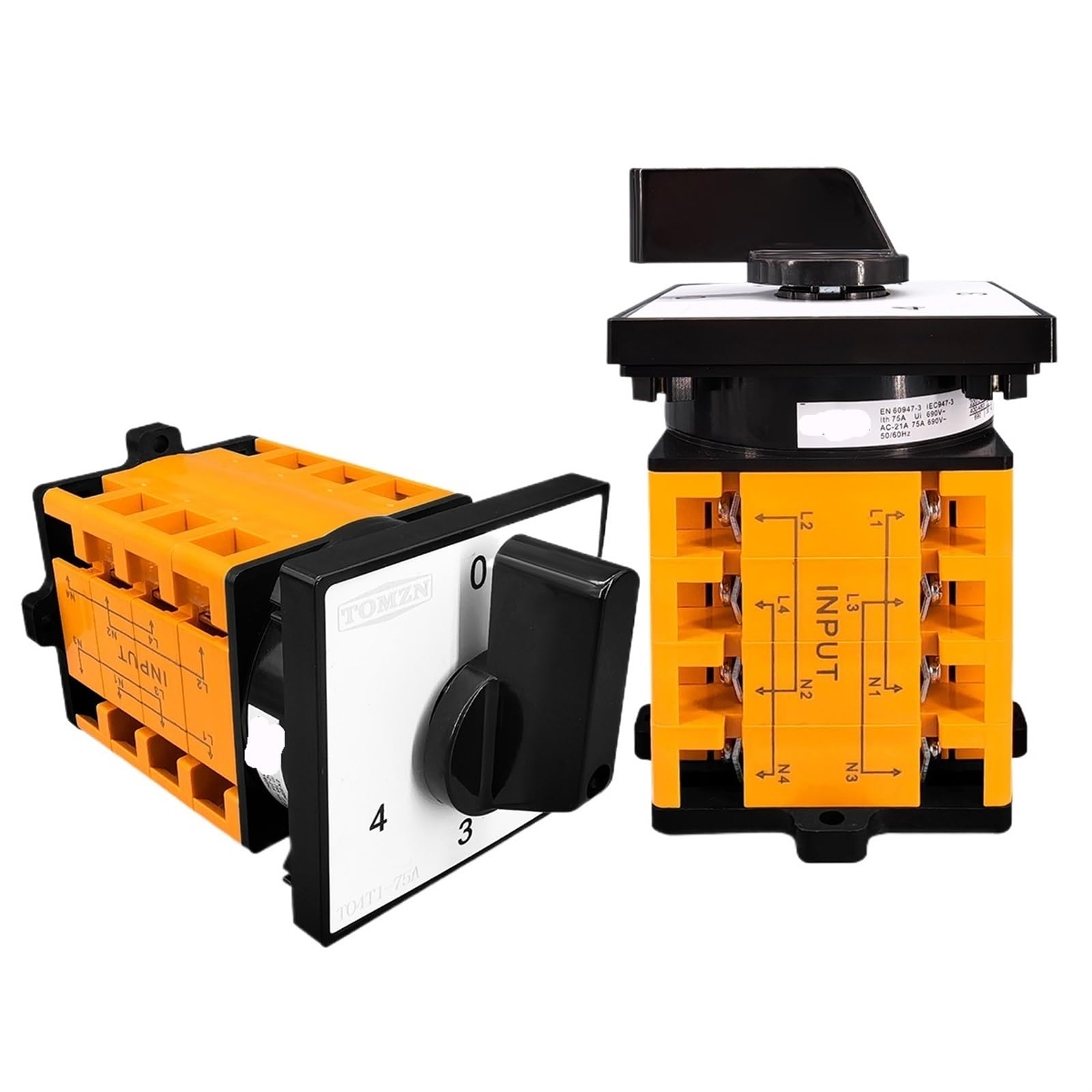 Interruptor de cambio de leva de 4 pasos 230V 75A con posiciones 0-1-2-3-4 TO4T1-75A 4