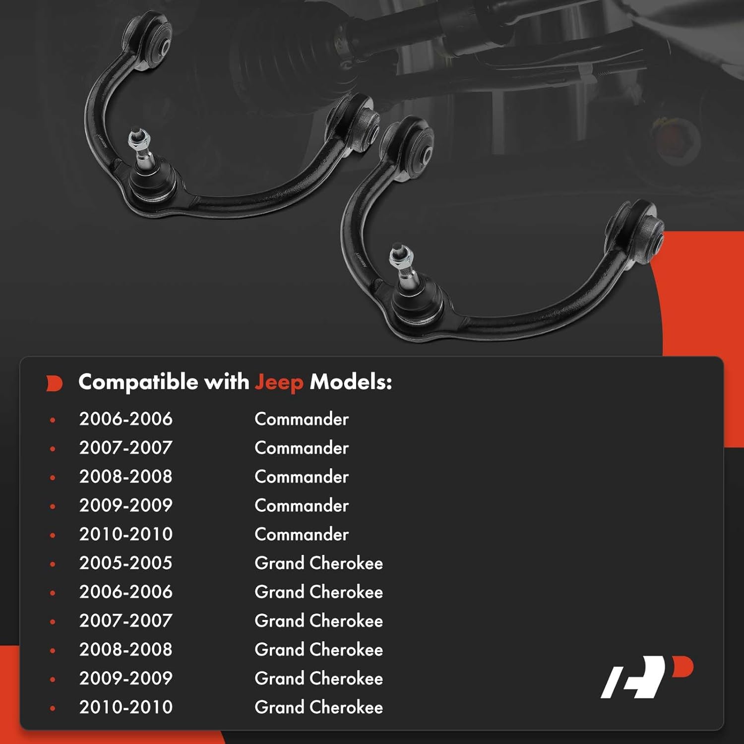 A-Premium 2 x Front Upper Control Arms, with Ball Joint & Bushing, Compatible with Jeep Grand Cherokee 2005-2010, Commander 2006-2010