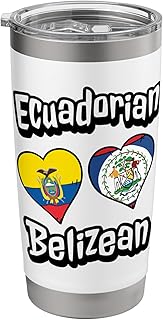 Ecuadorian Belizean Flag Heart Combo Ecuador Belize Stainless Steel Insulated Tumbler