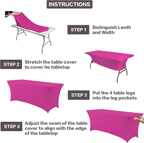 Miniatura 4 de IVAPUPU - Mantel de elastano para mesas rectangulares, ajustado, elástico, lavable, protector de mesa para eventos, fiestas, bodas, cócteles,