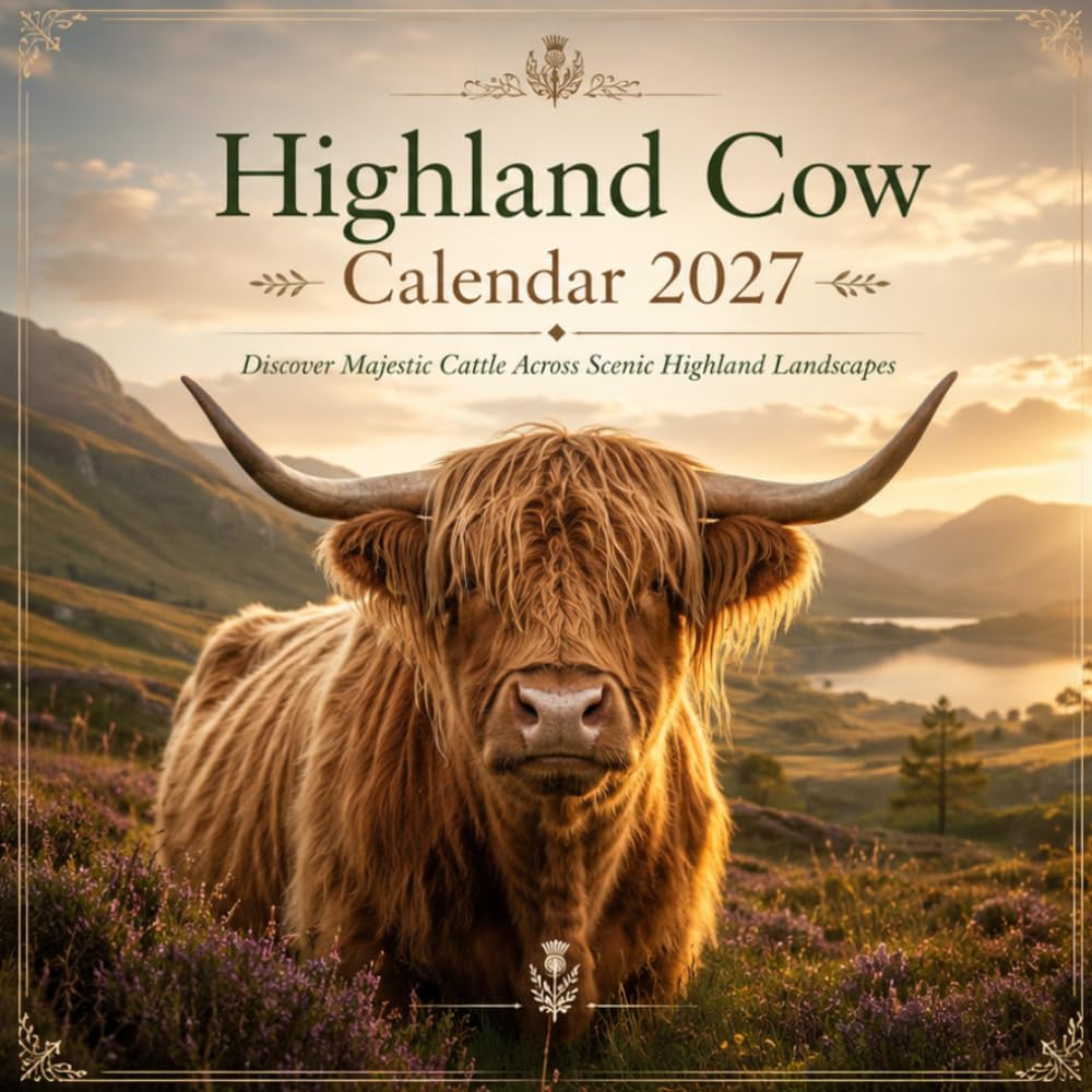 Highland Cow Calendar 2027: Discover Majestic Cattle Across Scenic Highland Landscapes