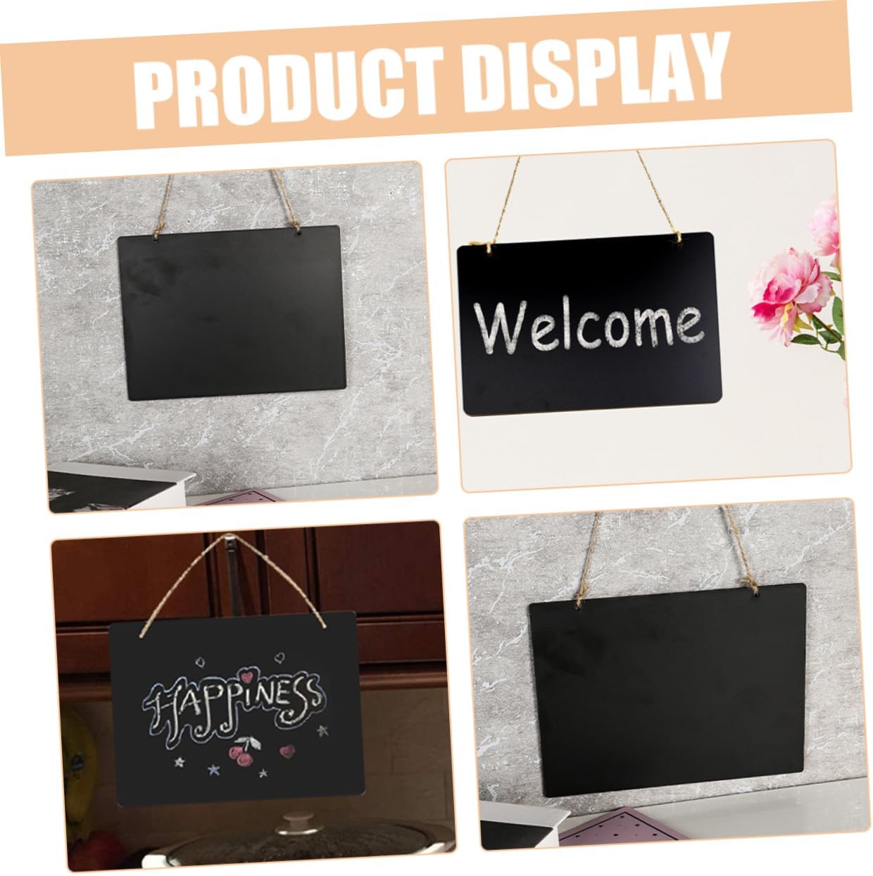 8pcs Wooden Blackboard Sign Lanyard Vintage Hanging Chalkboard for Flower Store Price Display