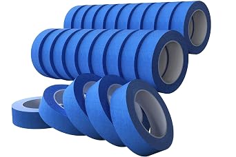 SWRT Blue Painters Tape 1 Inch x 55 Yards x 24 Rolls 1320 Yards Total Upgraded Adhesive Masking Tape, Multi-Surface, Clean Removal, No Residue, for Walls, Trim, DIY, Crafts & Painting Projects