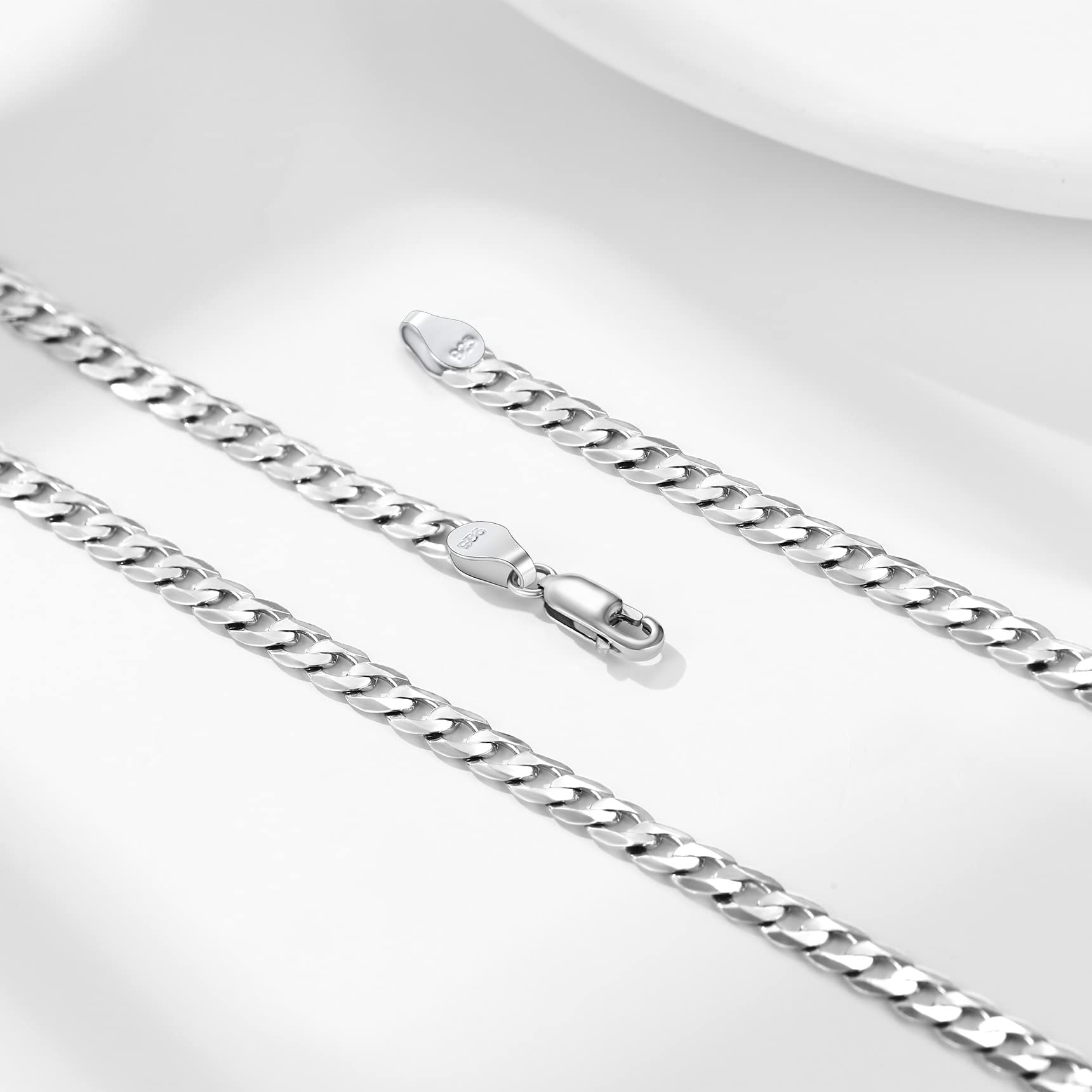 Bestyle Collar Cadena Plata de Ley 925 Cadena Cubana/Figaro 35cm-71cm Collar de Cadena para Hombre Mujer