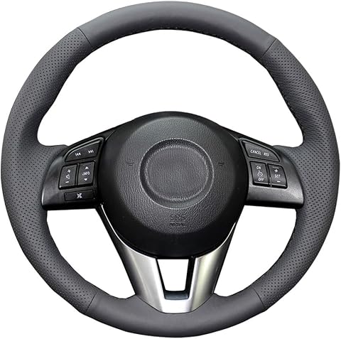 Coprivolante in vera pelle, per fai da te, 38,1 cm, accessori interni (con filo nero)