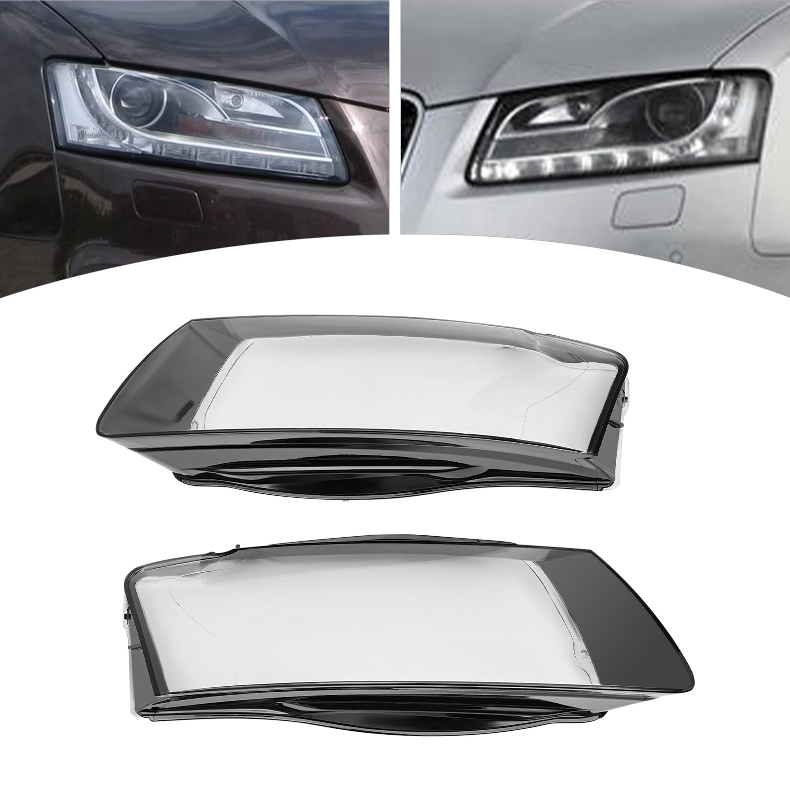 Tsomony - Pair for 2008-2012 Audi A5 S5 RS5 Left+Right Headlights Lens Covers Driver&Passenger Side Replacement Clear Lens Cover