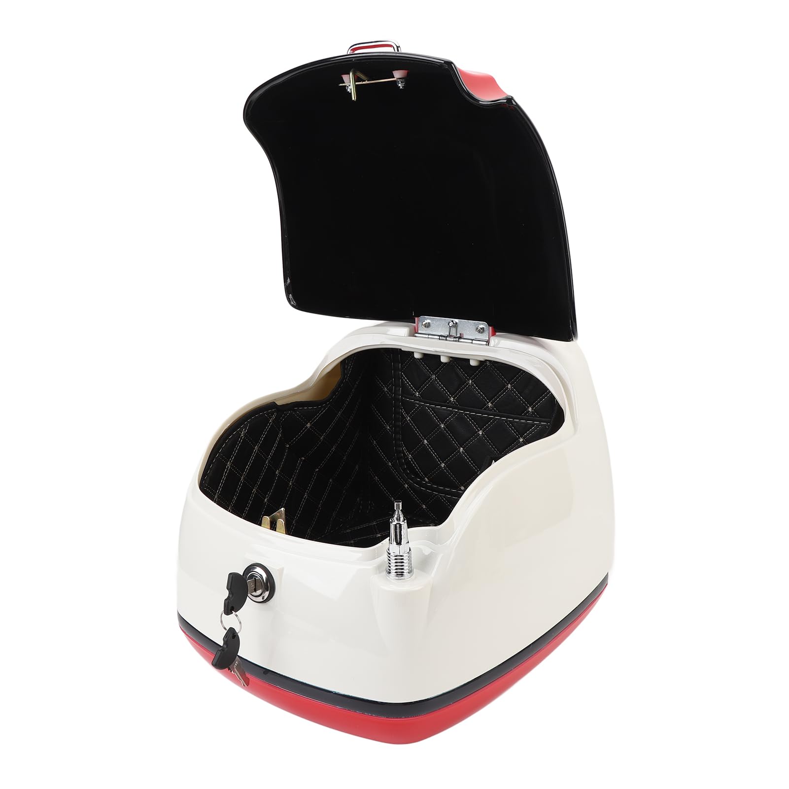 Qqmora Bauletto per Moto da 38 Litri Elegante Contenitore Resistente All'acqua per Scooter e Motociclette Realizzato in Plastica ABS Ad Alta tenacità (Bianco e Rosso)