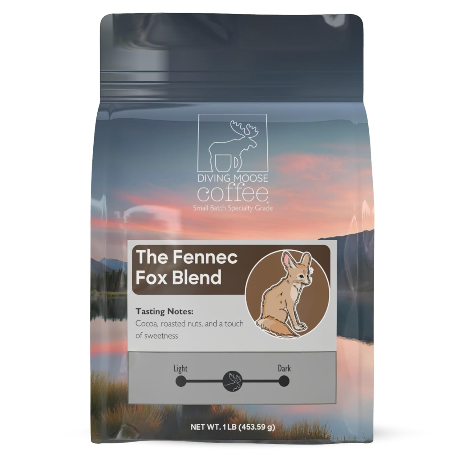 Diving Moose Coffee - The Fennec Fox Blend Medium Roast (32oz / 2 LB) - Nutty Cocoa Specialty Grade Small-Batch Roasted to Order Smooth Not Bitter