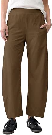 LOMON Women's Wide-Leg Barrel Pants with Pockets