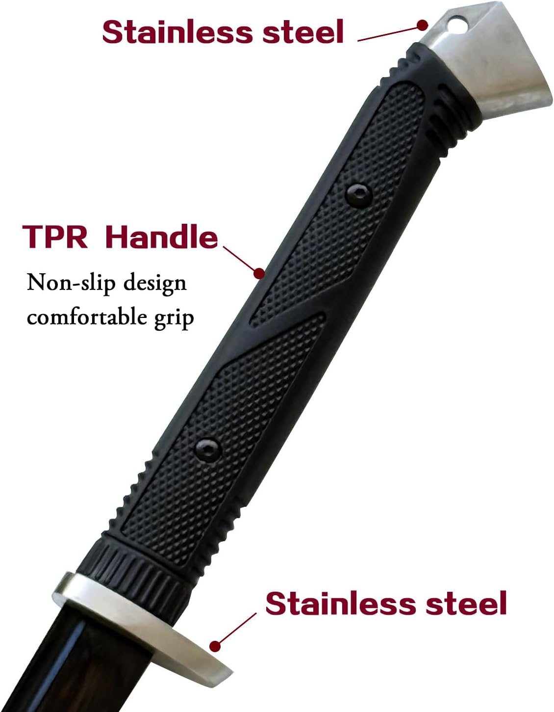 40" Katana 1065 Carbon Steel Sharp Real Sword,with TPR Handle and Full Tang Heat-Treated Black Blade,for Display,Collection,Gifting - Image 4