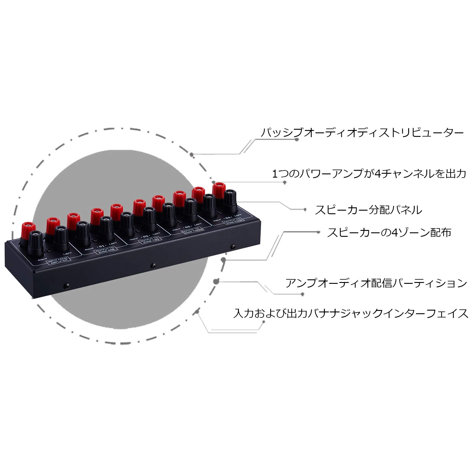 Amazon | 1 in 4 out オーディオスプリッター 4チャンネル オーディオ