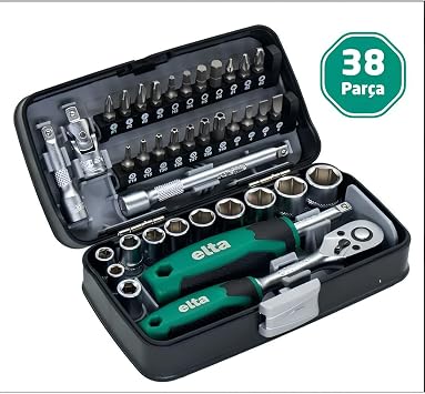 İzeltaş 1/4 Altıköşe Cırcırlı Lokma Anahtar Ve Bits Uç Seti 38 Parça