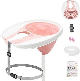 Lavacabezas portatil para casa， Lavabo de pelo para postrado en cama, lavamanos plegables, lavador de pelo portátil, ayuda para personas mayores, discapacitados y embarazadas, color rosa
