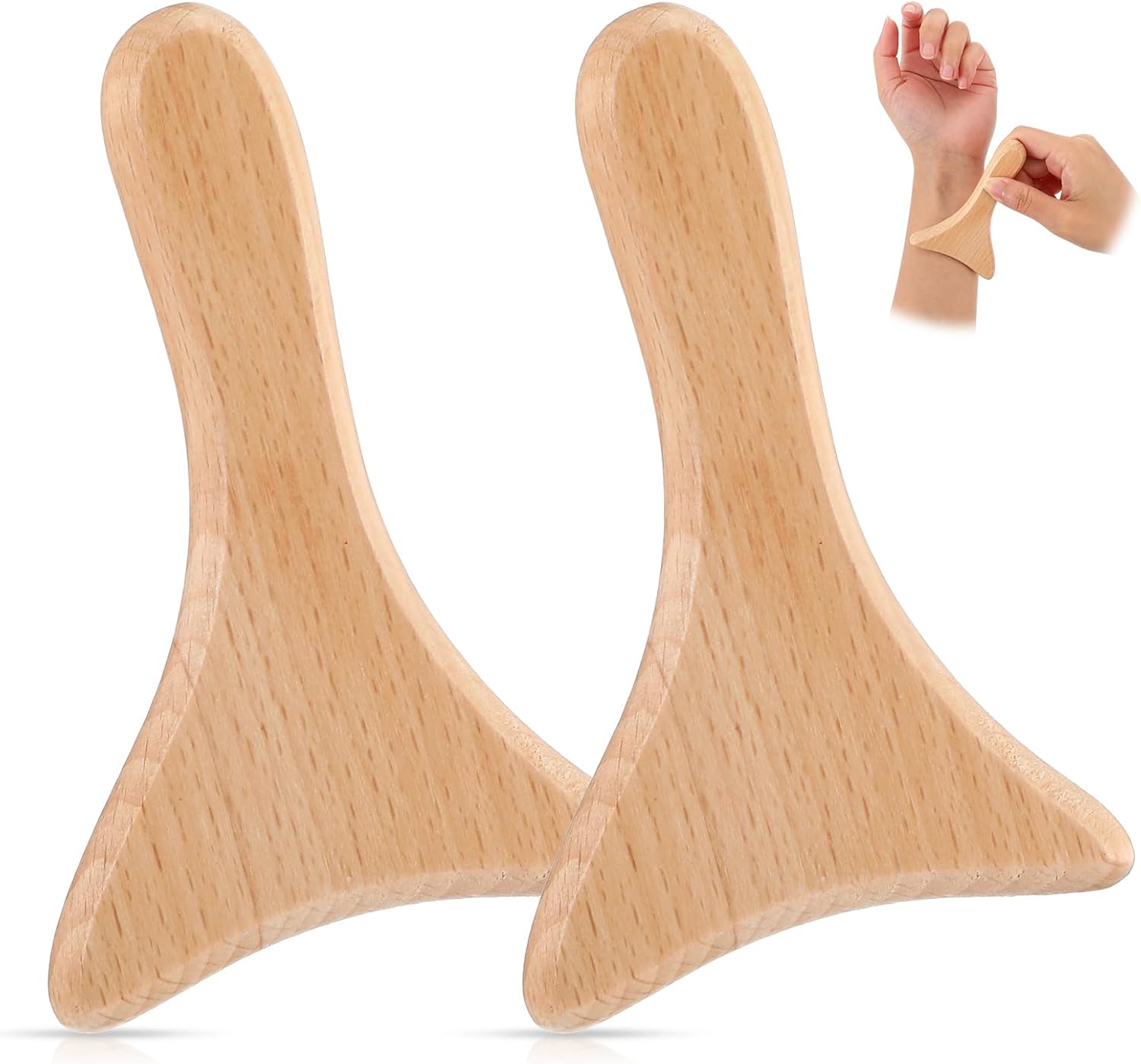 2pcs Wood Therapy Massage Tools Wooden Lymphatic Drainage Massager Cellulite Remover Body Sculpting Tool Wooden Fish Tail Scraping Board Beech Rolling Bar for Maderoterapy Gua Sha Release Meridian