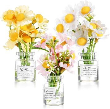 ULTECHNOVO Mini Car Flower Vase Dashboard Decorations Set of 3 Refillable Decorative Car Flower Vases for Real and Artificial Flowers Plastic and Glass Accessories for Sedan Suv Interior