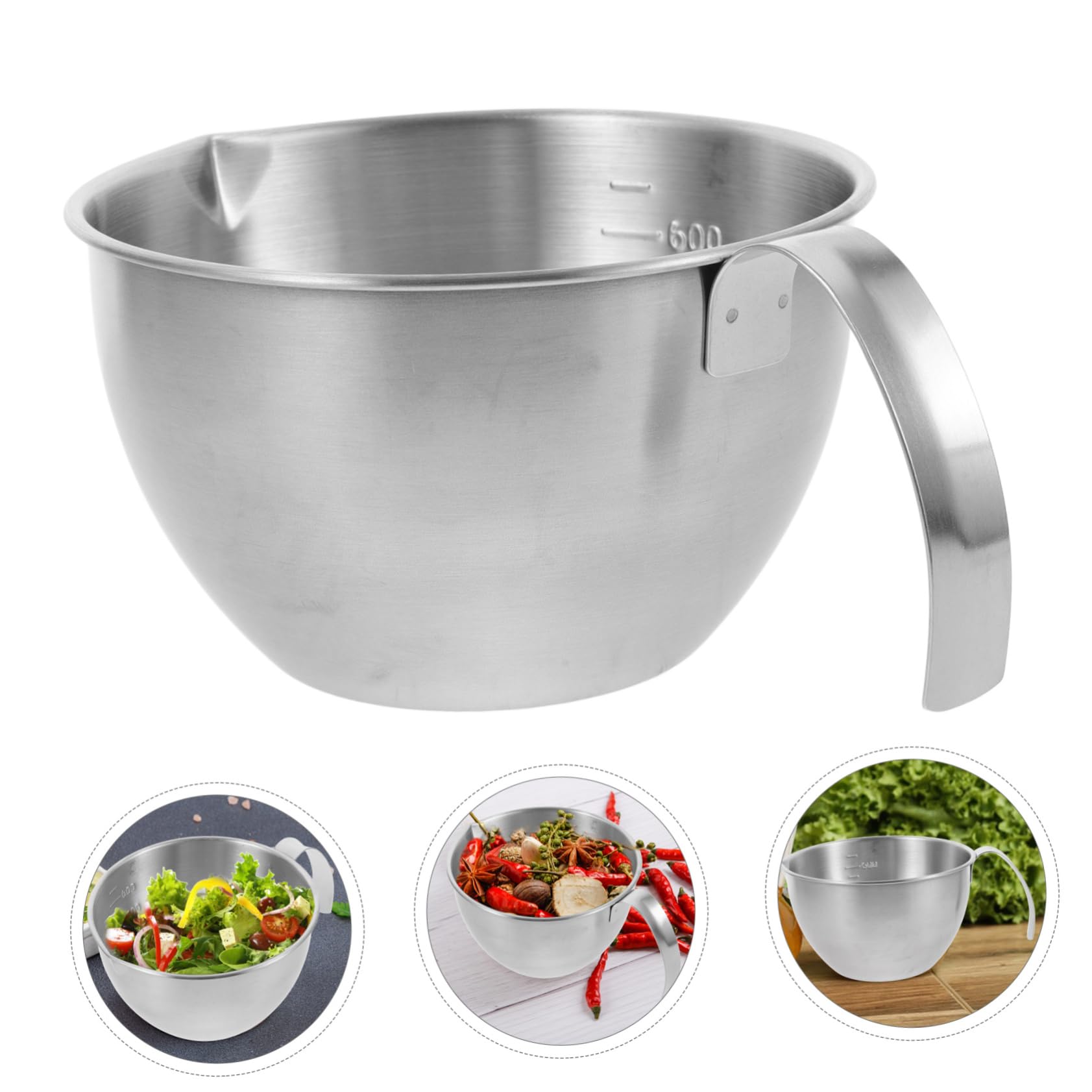 PRETYZOOM 5piezas Bowl Inoxidable Con Mango y Para y Almacenamiento De Alimentos Tazón De Cocina Multifuncional Para Ensaladas y Preparaciones