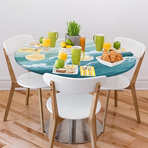 Vista 331 de Cardinal Bird - Mantel redondo ajustable con borde elástico de 36 a 42 pulgadas, mantel redondo elástico, impermeable, lavable, mantel circular