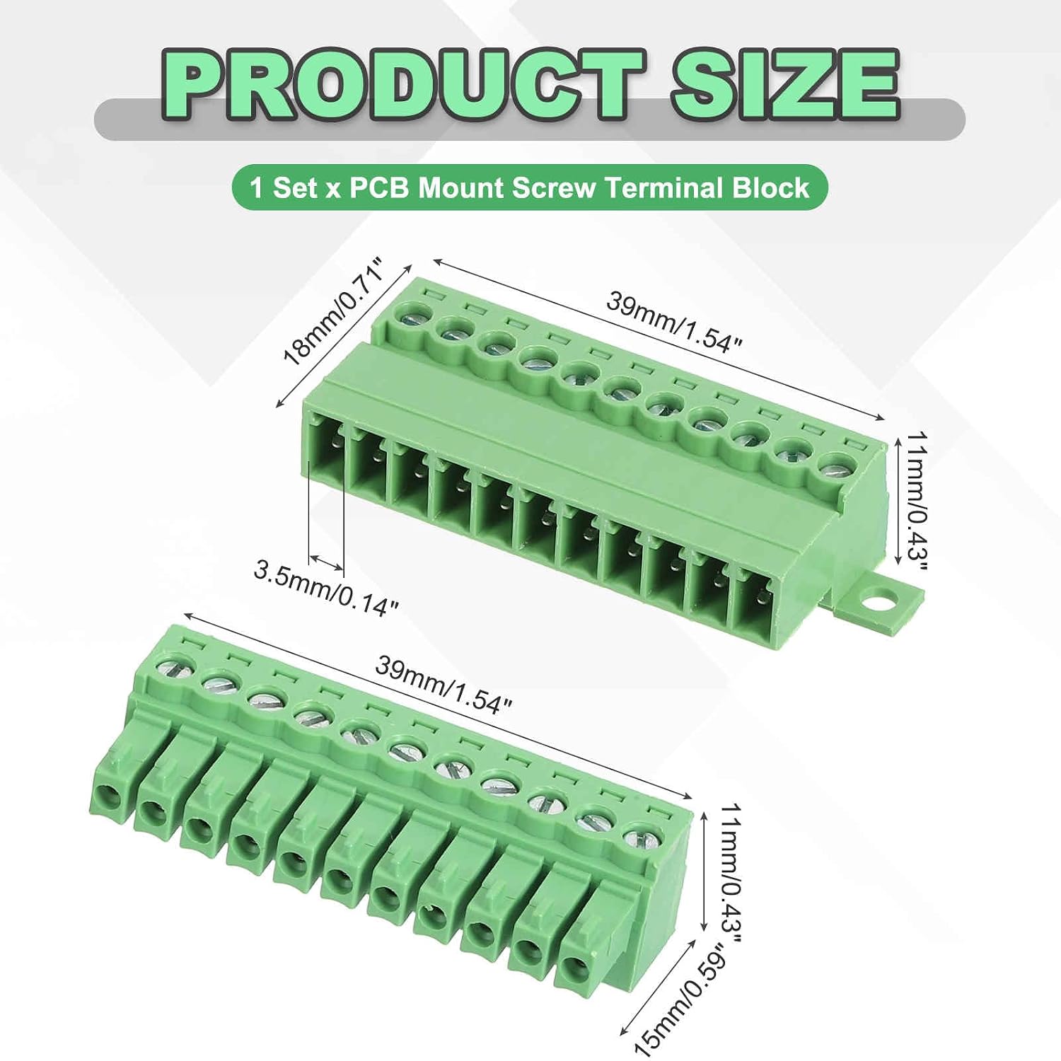 MECCANIXITY Screw Terminal Block Connector 11Pin 3.5mm Pluggable Electronic Component Electronic 300V 8A for Socket Panel Circuit Board Mount