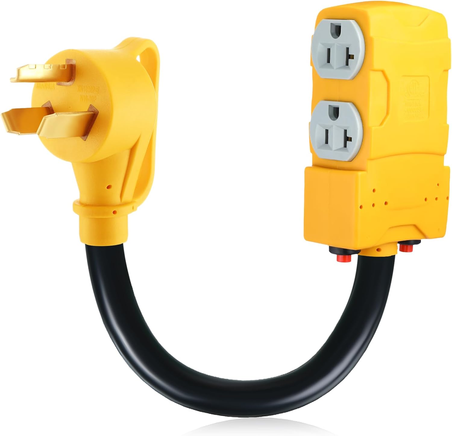 Kanayu 1.8 FT 30 to 20 Amp 110V Dryer Distribution Adapter Compatible with NEMA 14-30P to NEMA 4X 5-20R/ 5-15R, 3 Prong Dryer Wall Socket to Four Household Outlet with 20 Amp Circuit Breaker