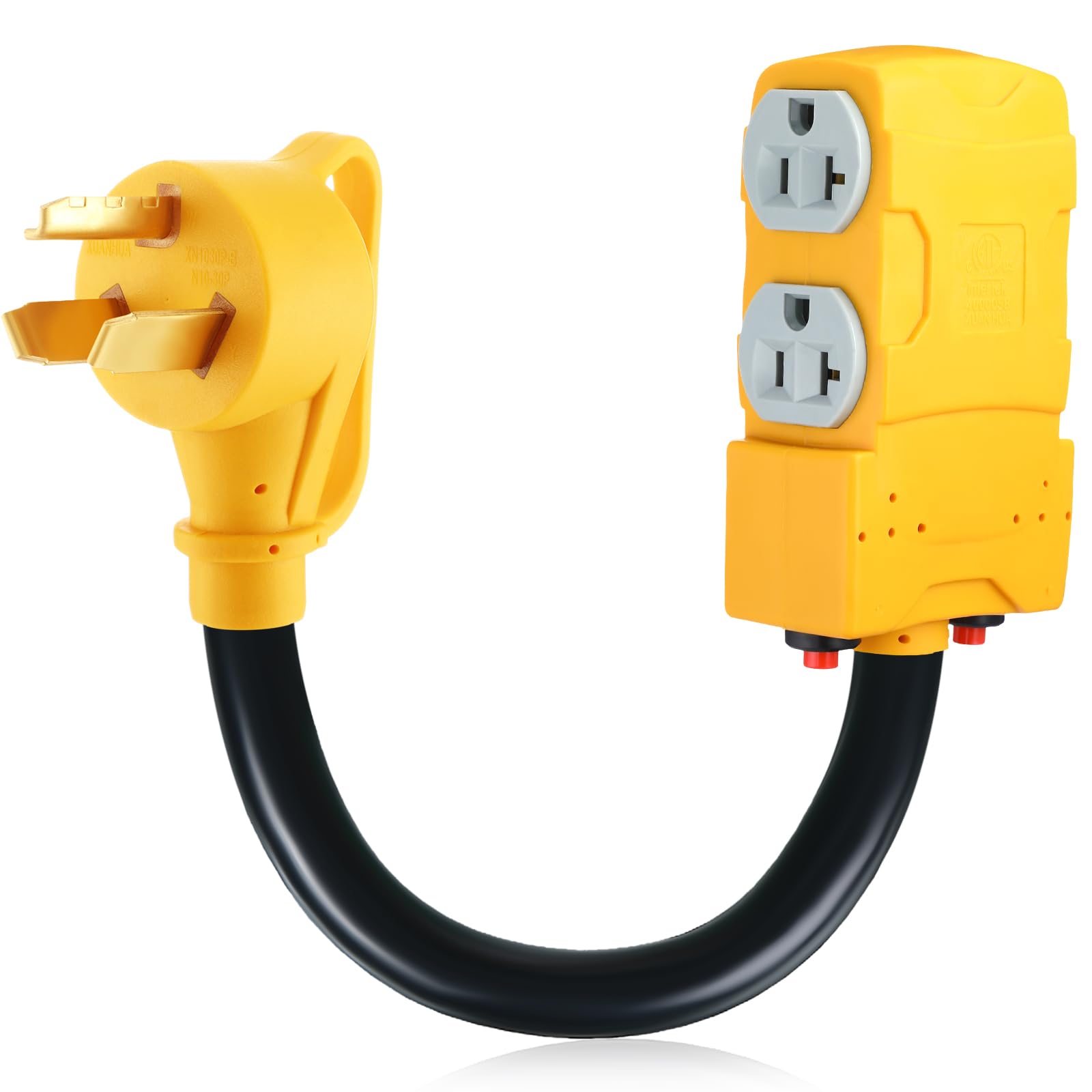 Kanayu 1.8 FT 30 to 20 Amp 110V Dryer Distribution Adapter Compatible with NEMA 10-30P to NEMA 4X 5-20R/ 5-15R, 3 Prong Dryer Wall Socket to Four