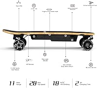 Vista 5 de MEEPO Electric Skateboard with Remote, 28 MPH Top Speed, 11 Miles Range,330 Pounds Max Load, Maple Cruiser for Adults and Teens, Mini5