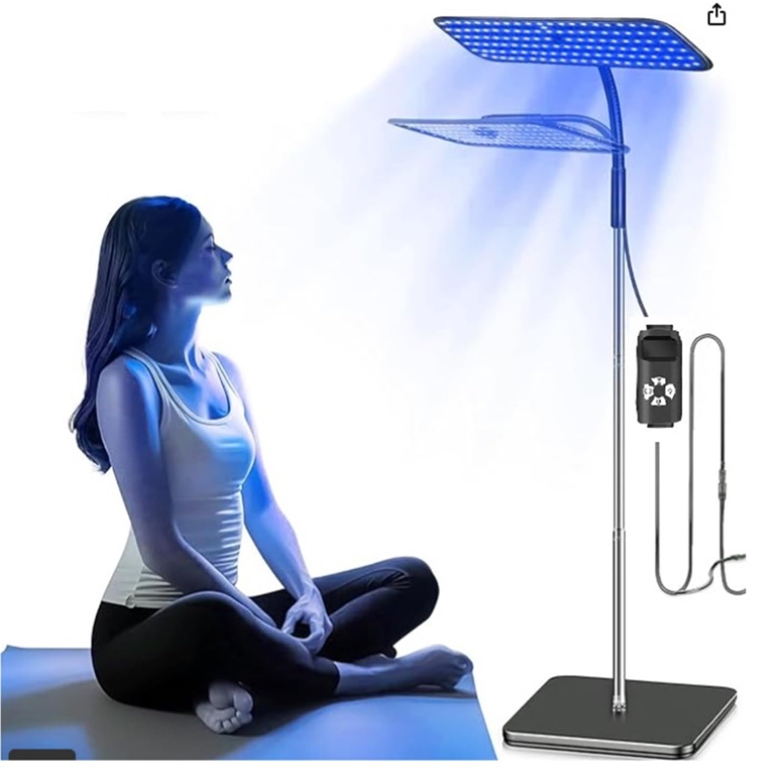 Red Light Therapy Lamp with Stand, 660nm & 850nm Near Infrared LED Light Panel for Full Body, Skin Rejuvenation, Muscle Recovery, Adjustable Floor Stand for Home Use(Blue Light)