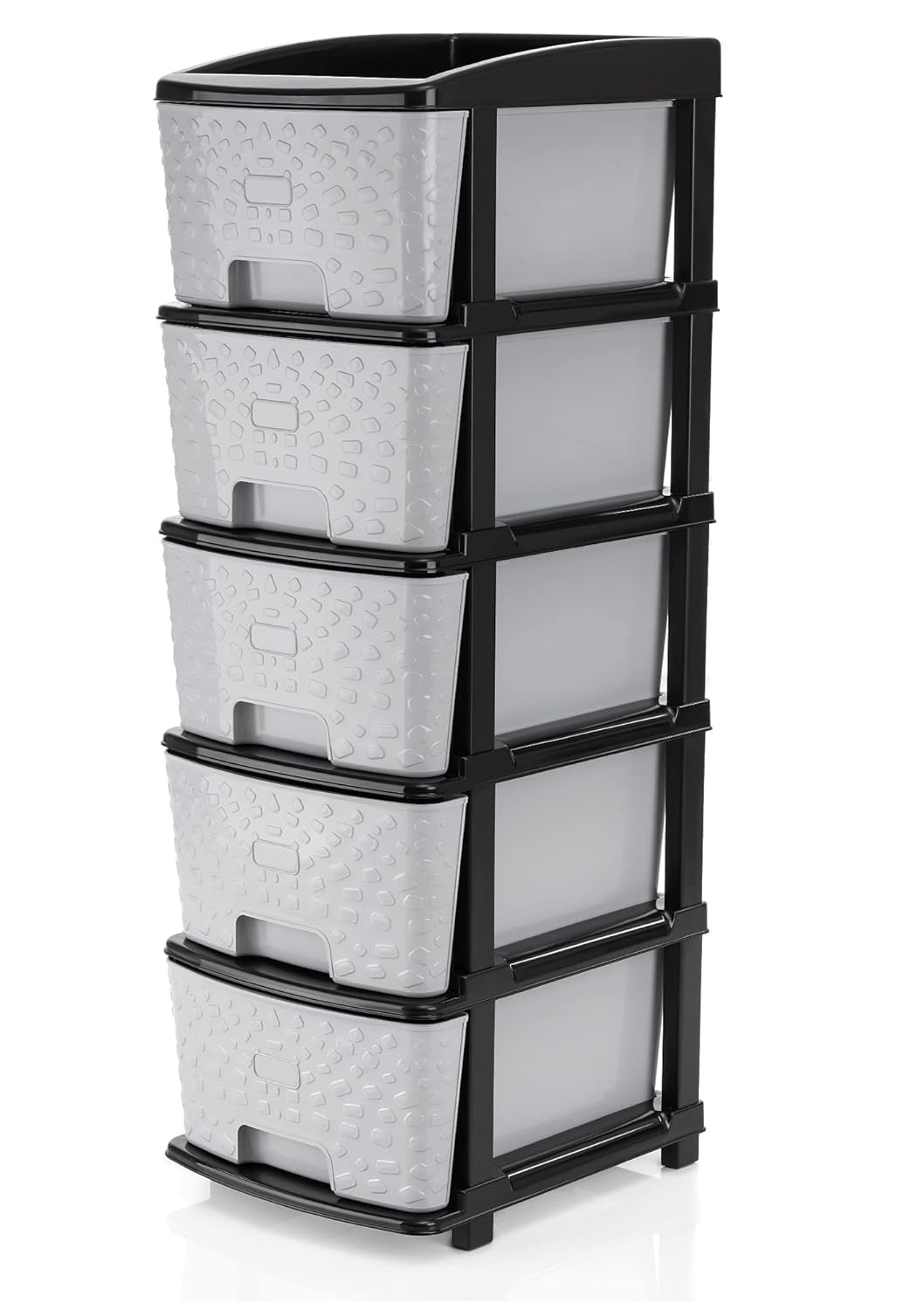 Plastic 6 Rack Multipurpose Modular Drawer Storage Rack | Kitchen & Home Essentials Organizer Storage Box Cabinet | Almira Set for Stationary, Kitchen, Cosmetic (Grey, 5 XL)-image-18