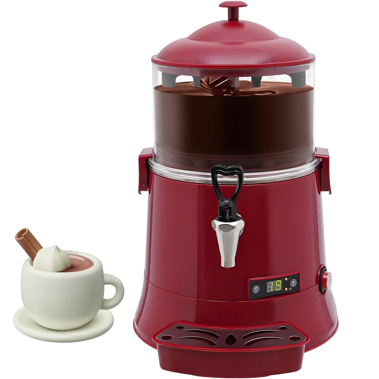 CelyToe 400W Commercial Hot Chocolate Machine 5L/10L, Auto Stirring Red-5L