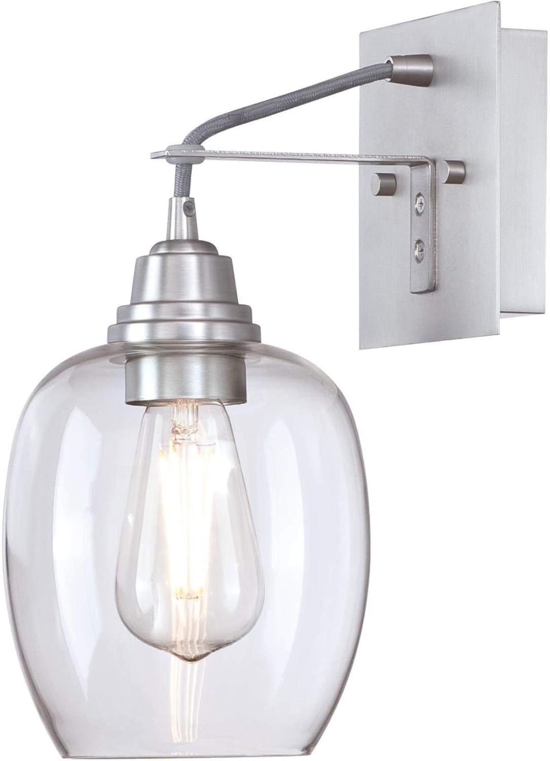 Westinghouse 6574000 Eldon One-Light Indoor Wall Fixture, Aluminum Finish with Clear Glass, Brushed Nickel