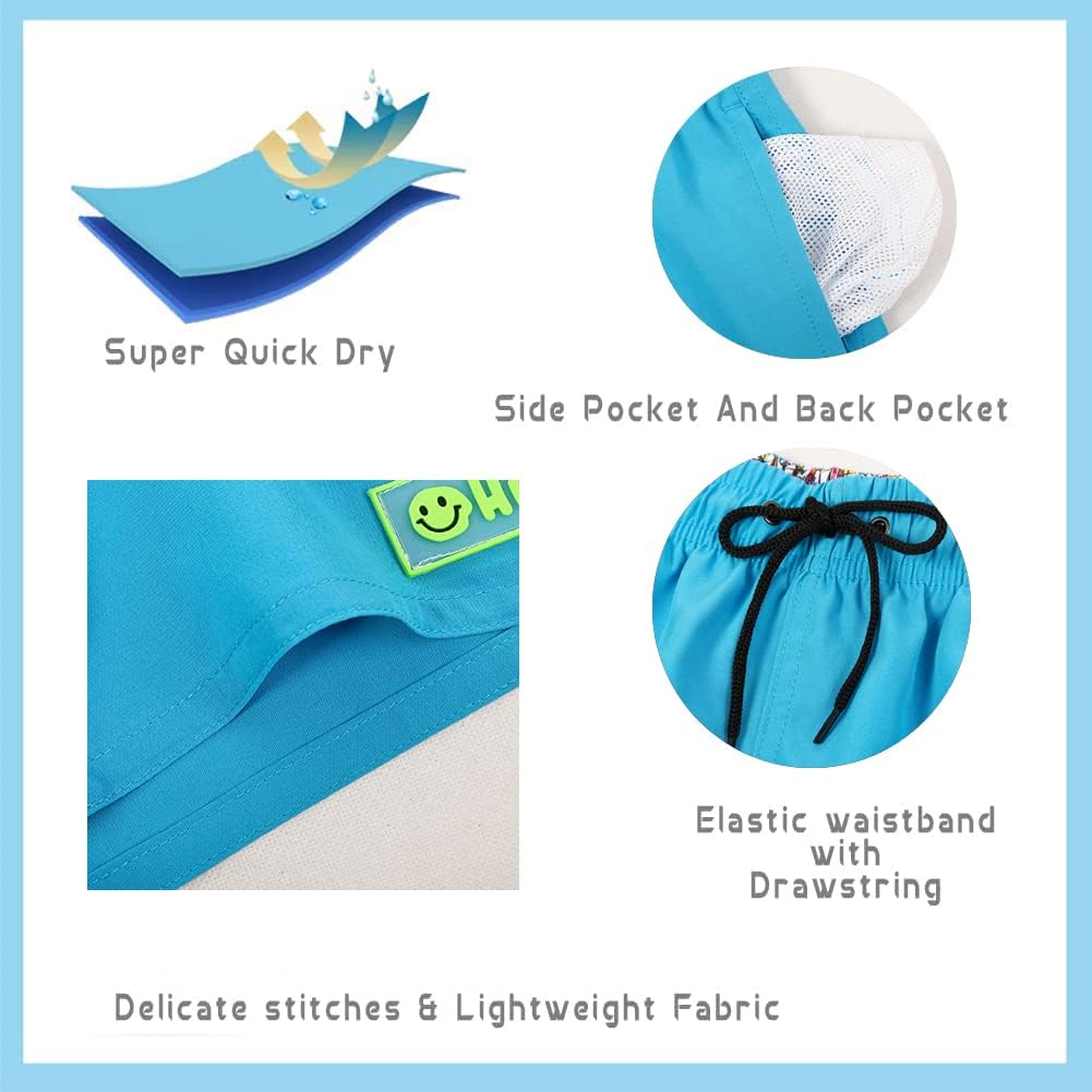 Boys Swim Trunks Quick Dry Swim Shorts Lightweight Bathing Suits with Pocket - Image 4